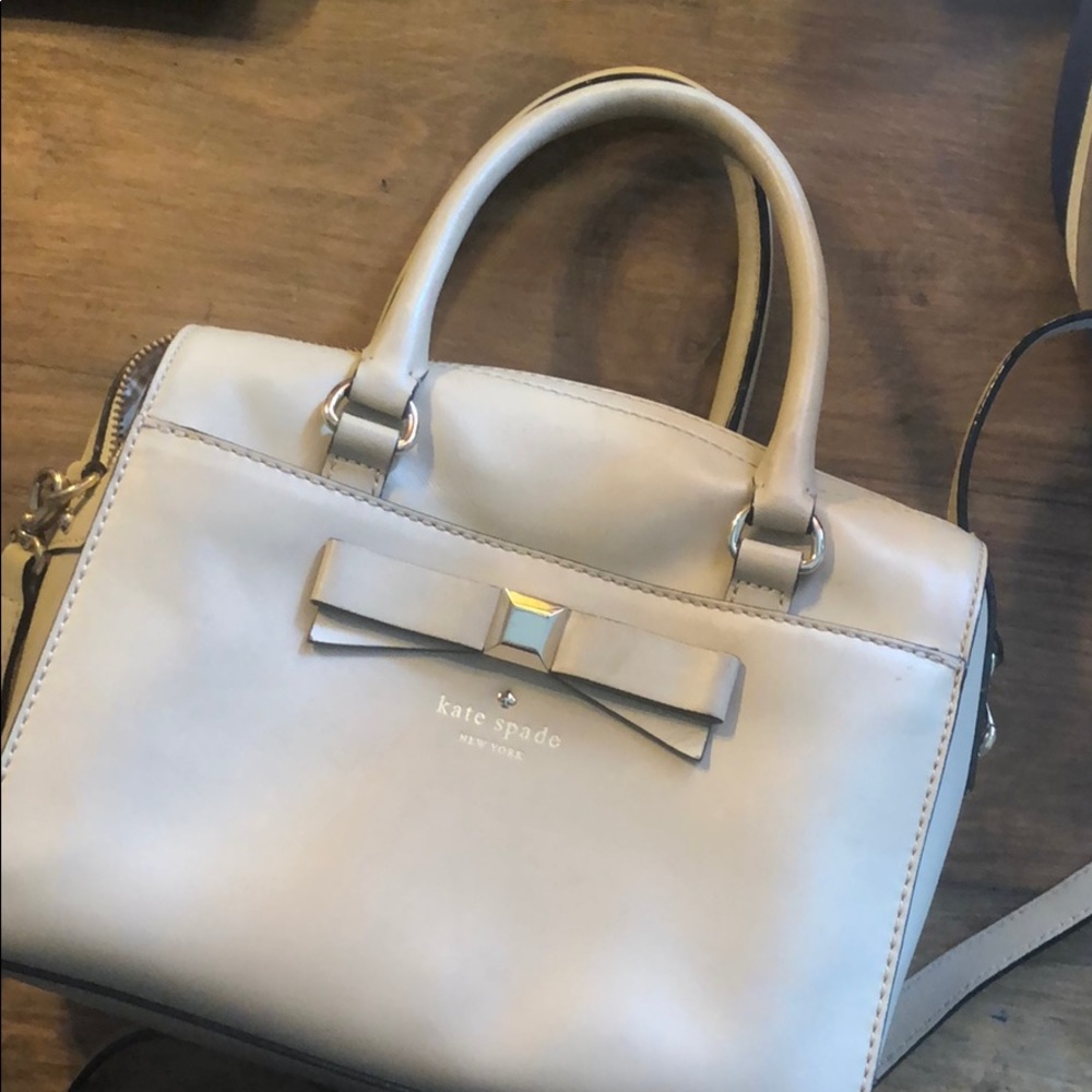 Neutral Kate Spade dome purse satchel with strap
